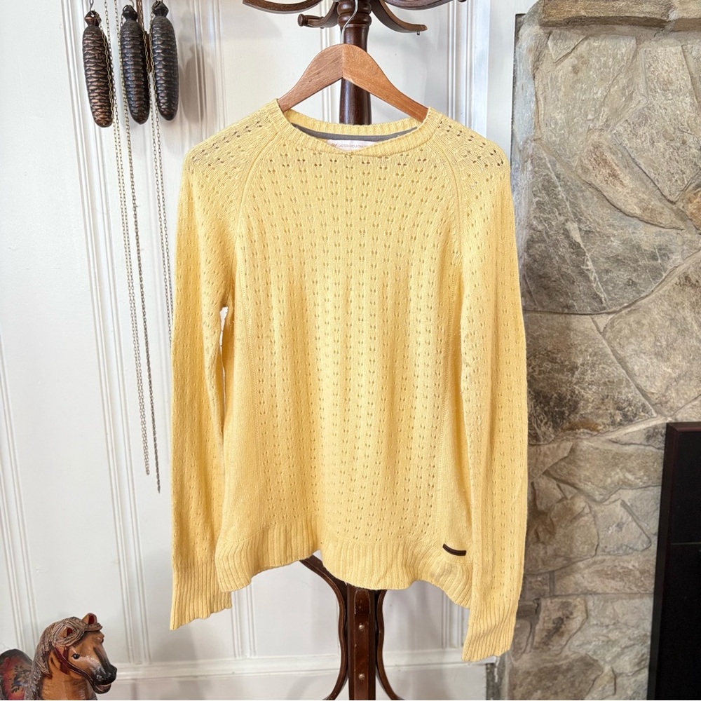 Eastern Mountain Sports Yellow Wool Eyelet Knit Sweater